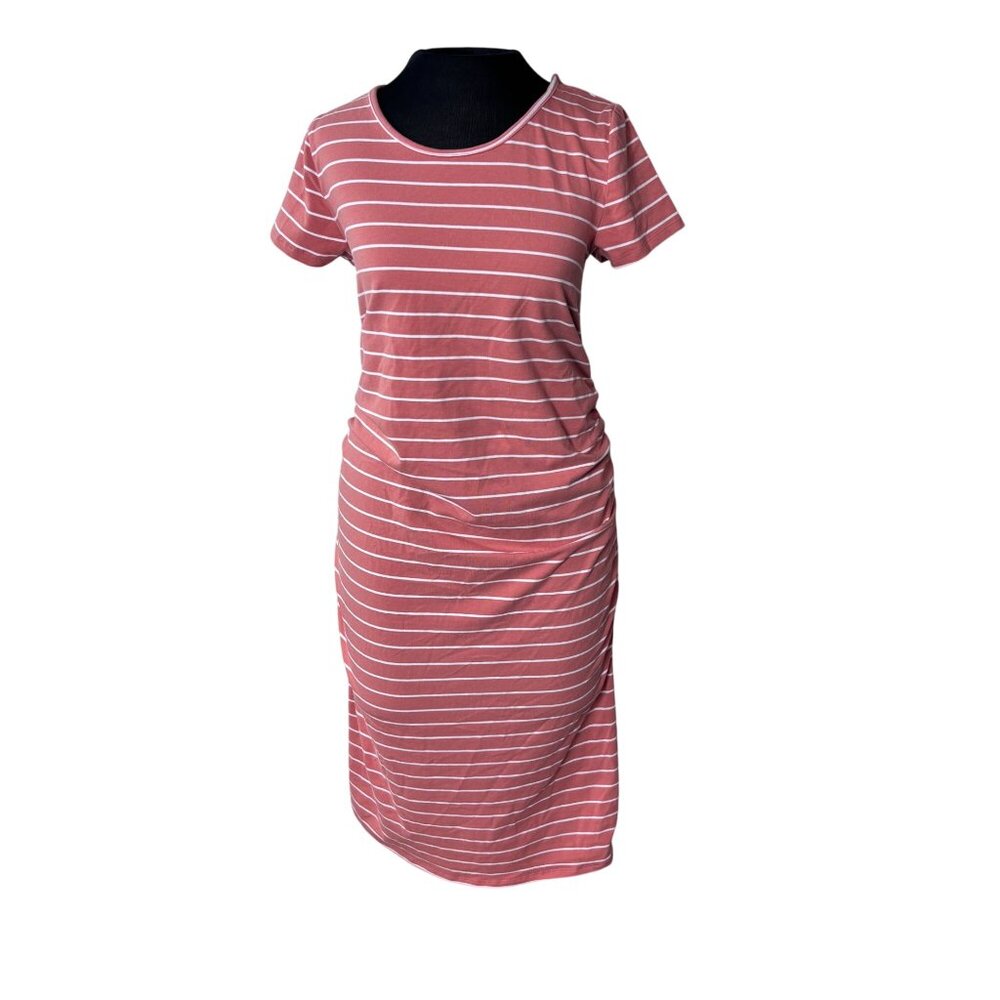 Isabel Maternity By Ingrid & Isabel light Orange & White Striped Ruched Short Sl